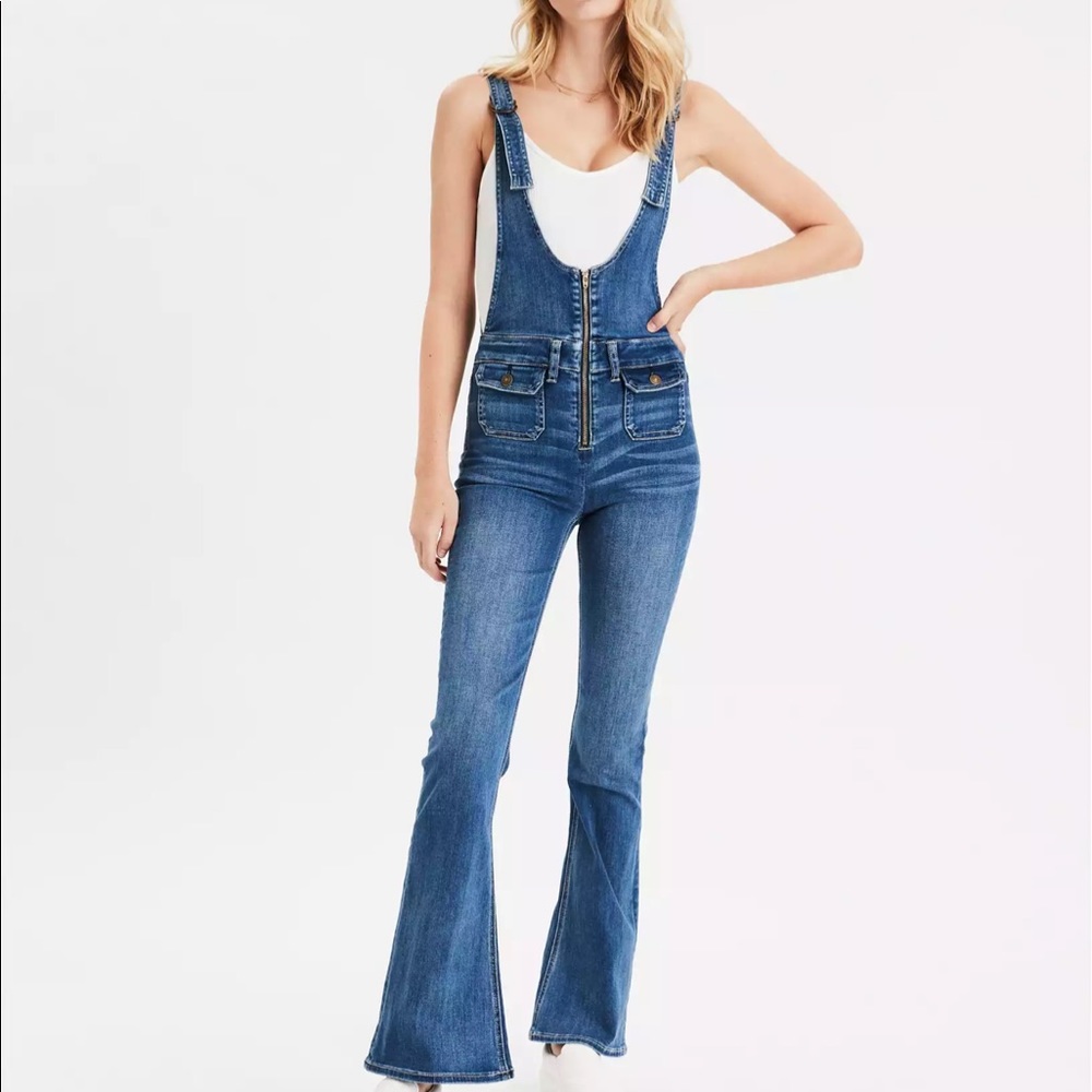 American eagle flare overalls